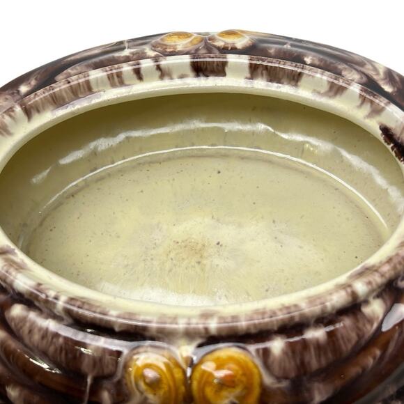 Vintage Jasba Keramik Drip Glaze Ceramic Dish Lid Mark Germany 31 Brown Green - Picture 10 of 16